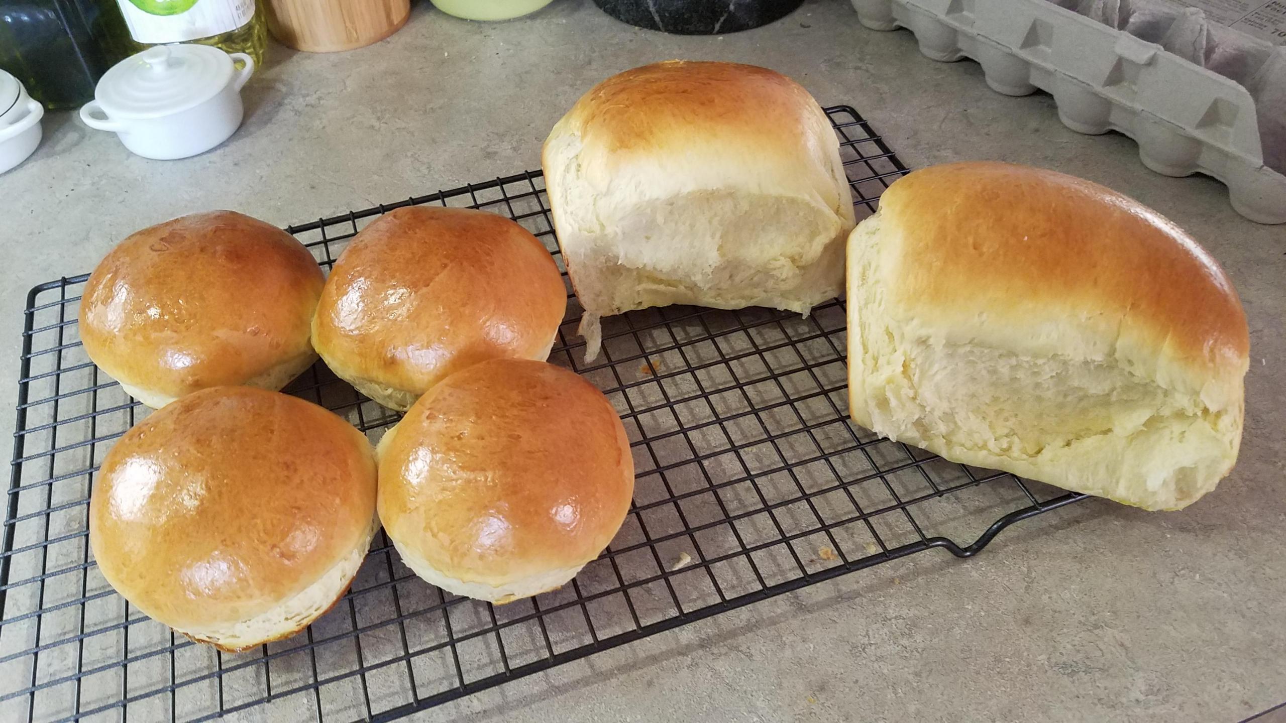 Brioche hambueger buns and loaf