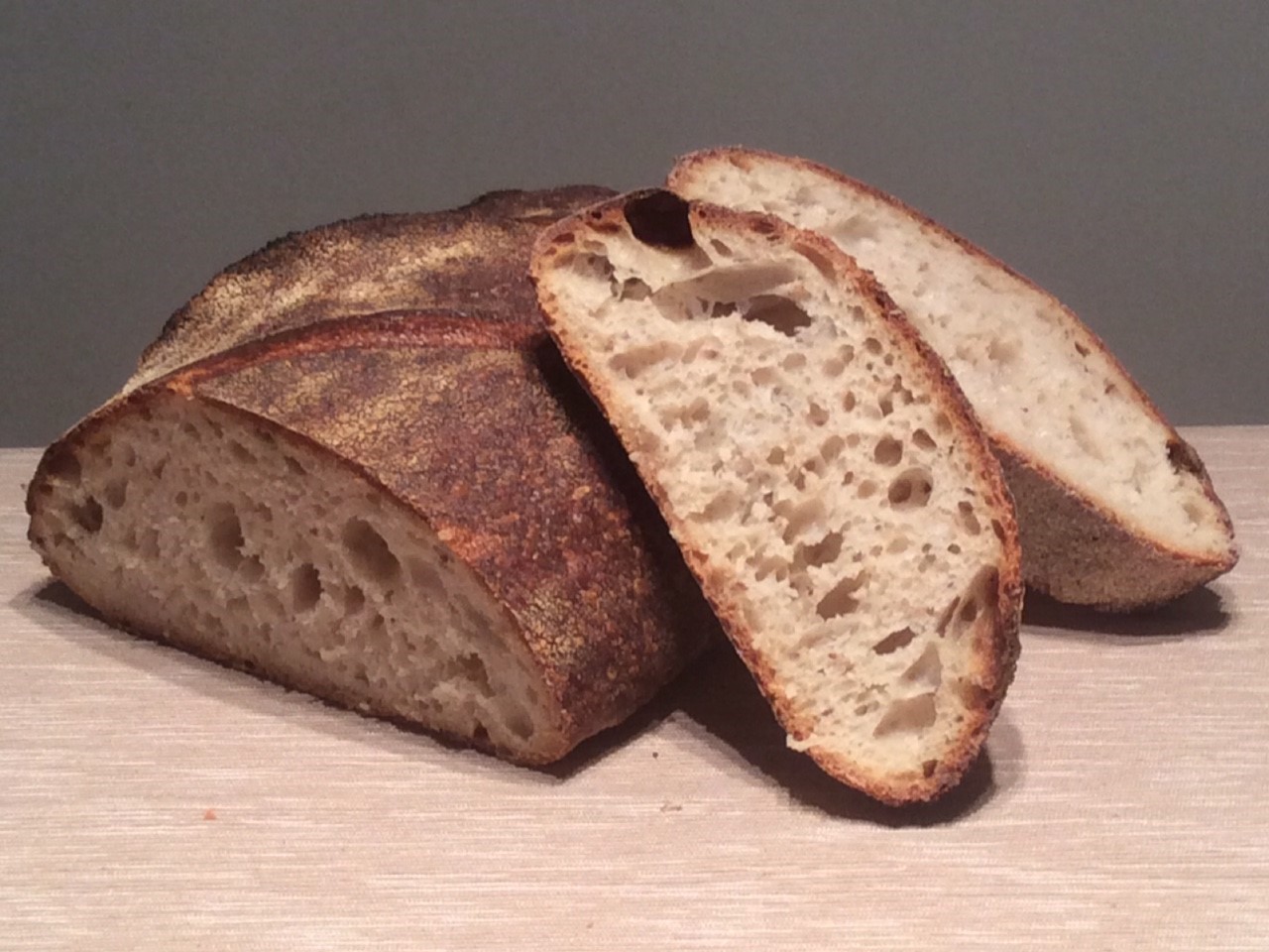 Crumb shot of this week's 1-2-3 Sourdough batard