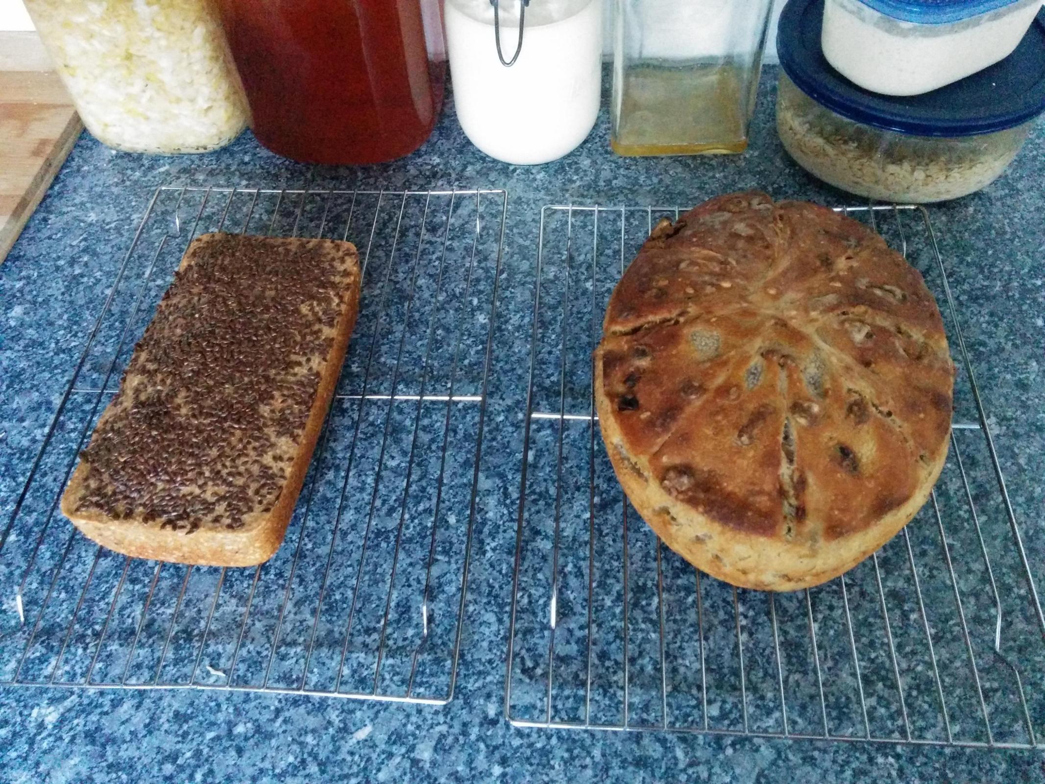 Buckwheat and sesame seed loaf and walnuts and dates loaf