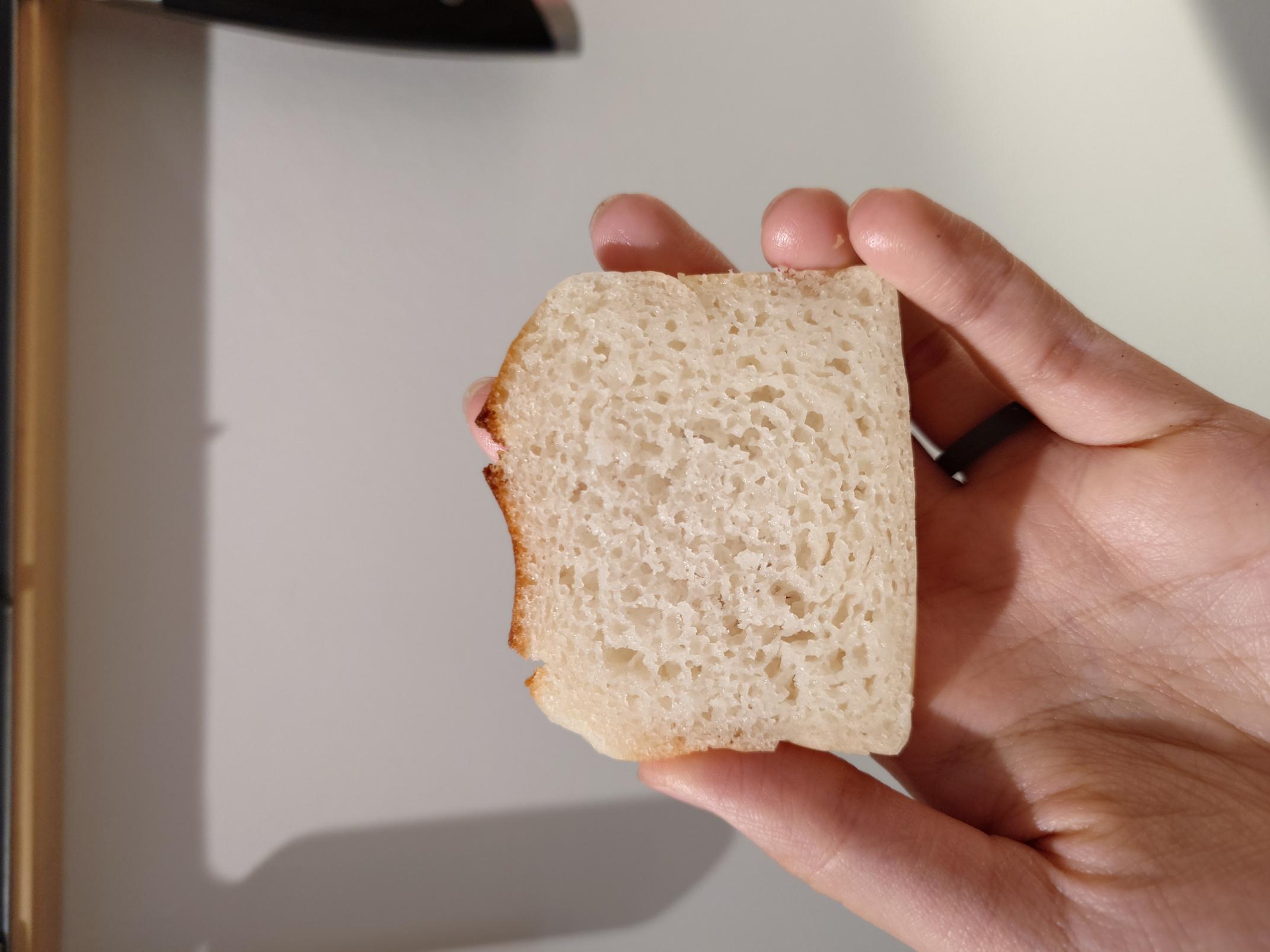 the interior of a rice bread