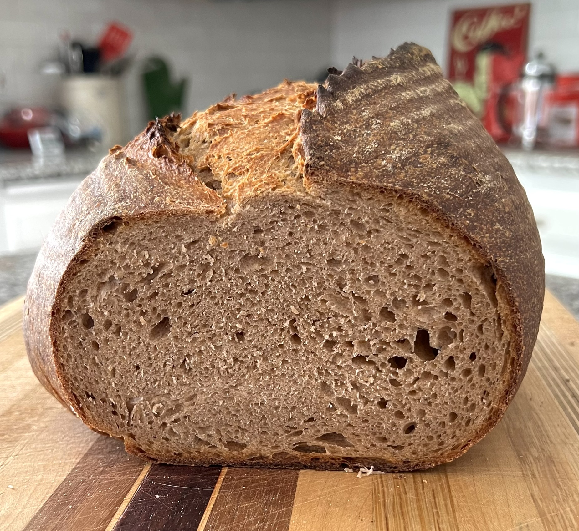 Crumb of 50% emmer loaf.