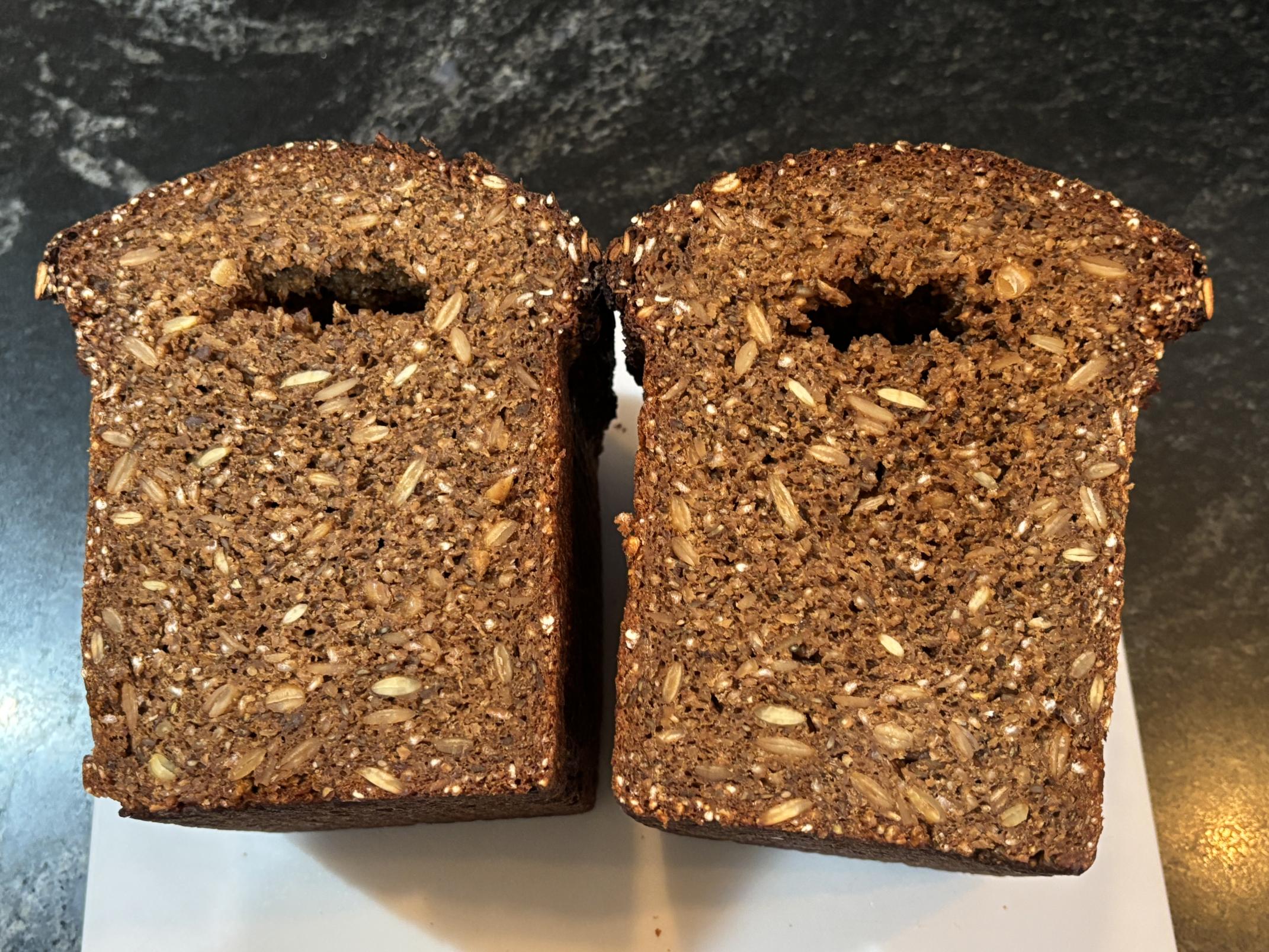 A picture of the loaf's cross section, showing the crumb texture.