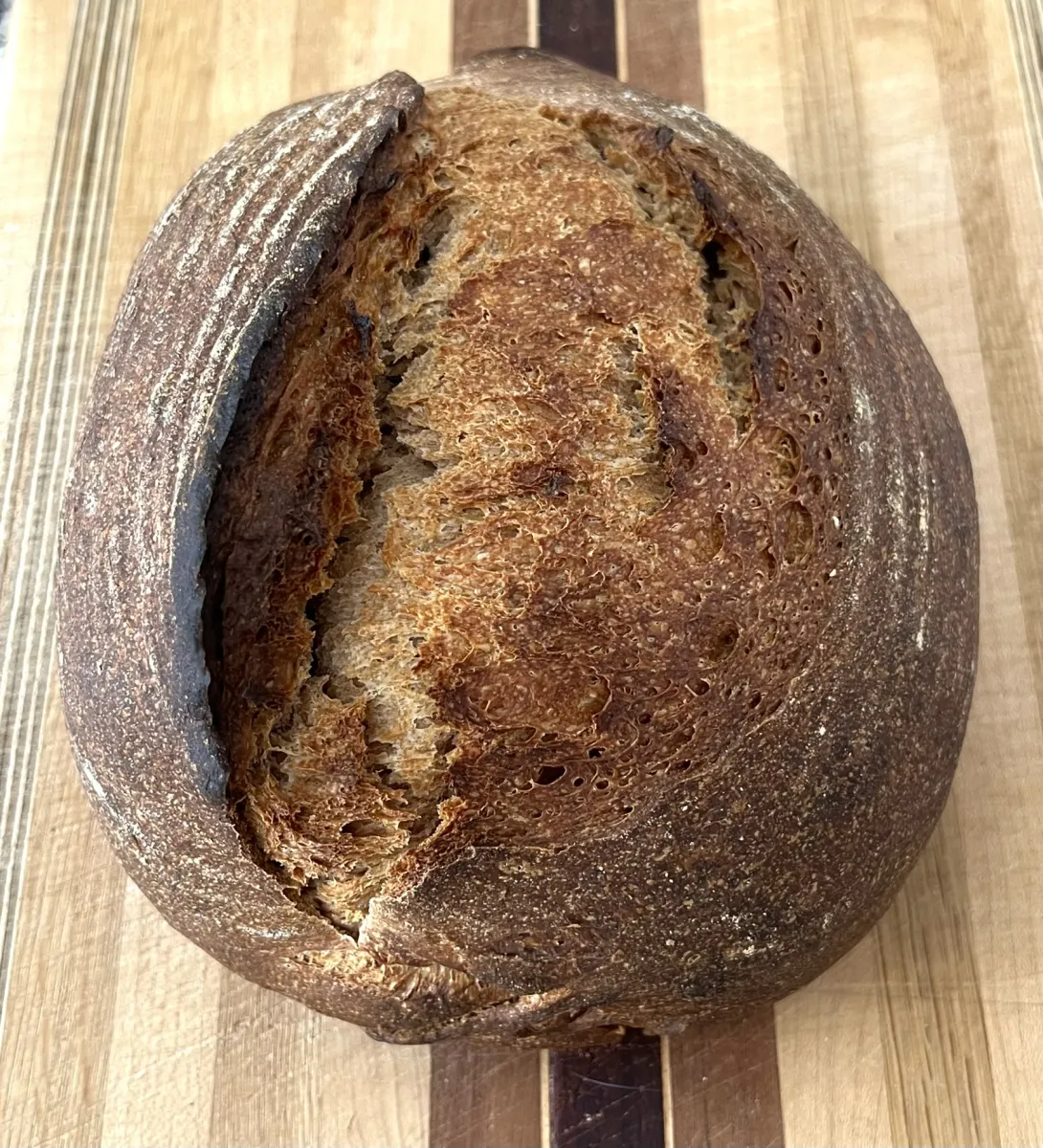 A loaf of 50% Emmer flour and 50% Bread flour.