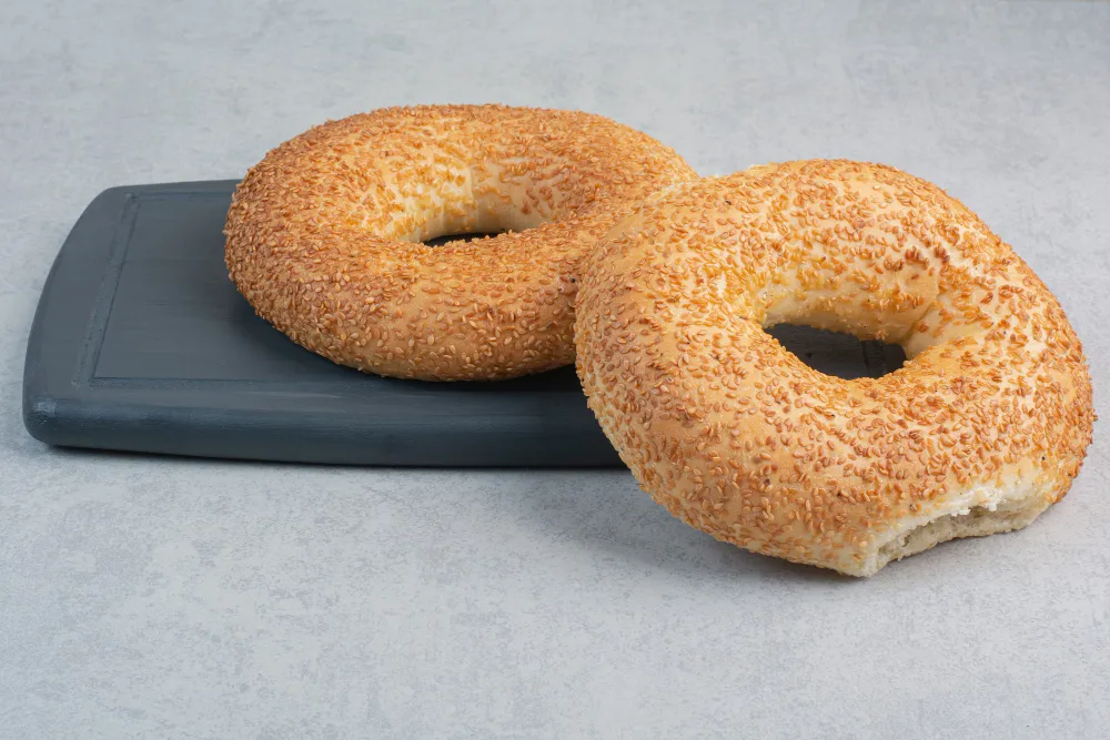 two sesame bagels 