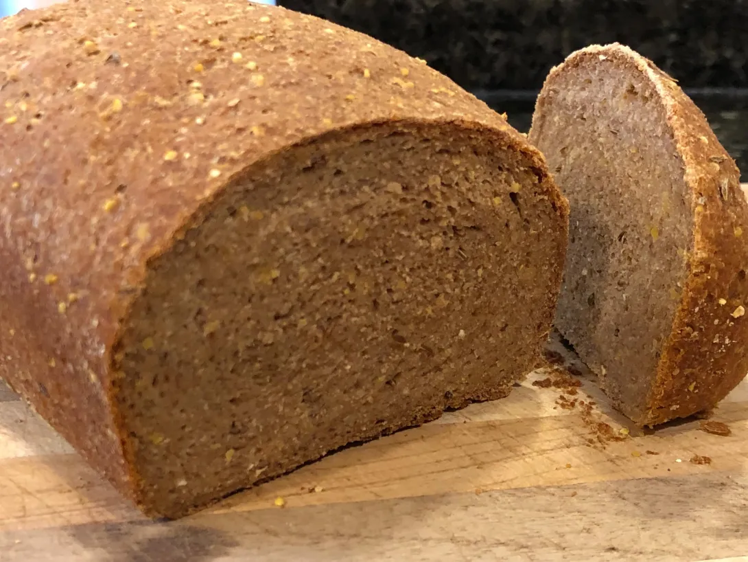 Photo of cut loaf, showing texture.