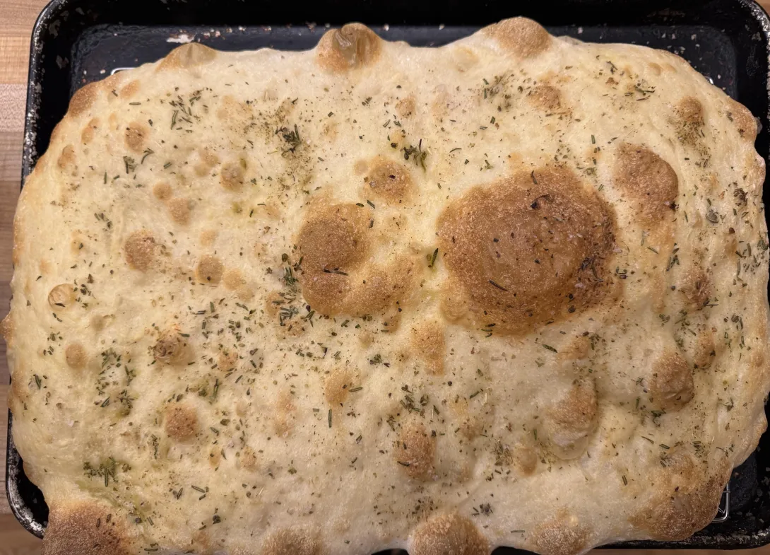 Bubbly Focaccia from biga