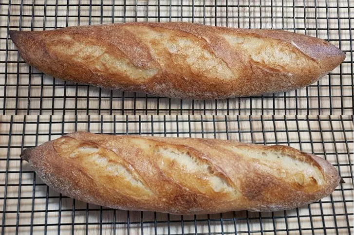 Baguette batch C bake 1 - crust outer (yeast and sourdough)