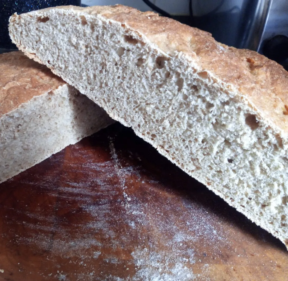 Cut loaf showing crumb