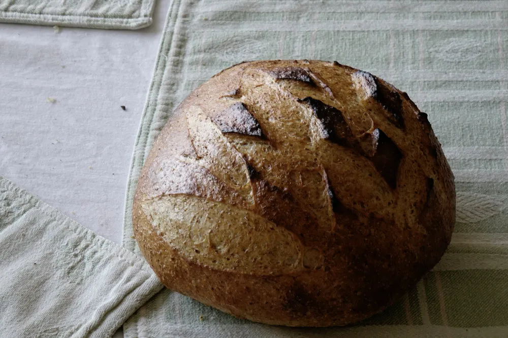 A Well-rounded Loaf Baked Free-standing On Baking Steel